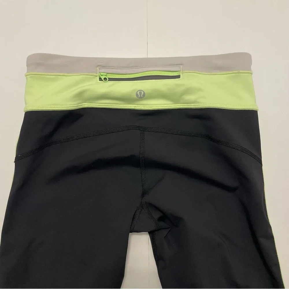 Lululemon Up The Pace Cropped Women’s Leggings Black and Green Size 4